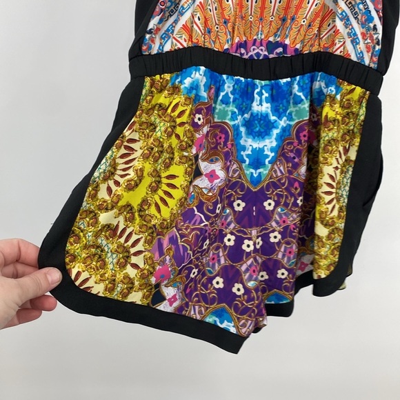 Hale Bob Cabana Romper Womens XS Multi Floral Colorblock - Picture 11 of 13
